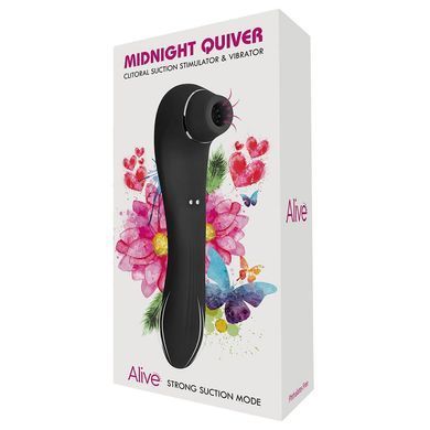 Вибратор и вакуумный клиторальный стимулятор Alive Midnight Quiver Black - секс-игрушка 2в1 SO3833 фото