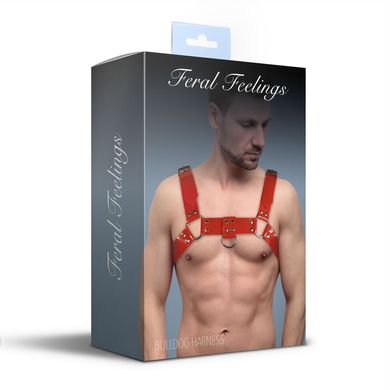 Мужская портупея на грудь Feral Feelings - Bulldog Harness Red SO9307 фото