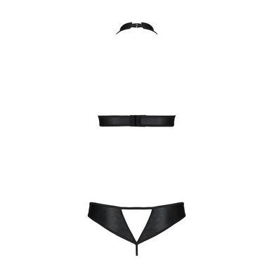 Комплект: открытый топ и трусики из эко-кожи с люверсами Malwia Set with Open Bra black L/XL &mdash; Passi SO5768 фото