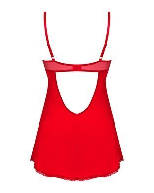 Пеньюар Obsessive Ingridia chemise & thong M/L, червоний, сорочка, стрінги SO9037 фото