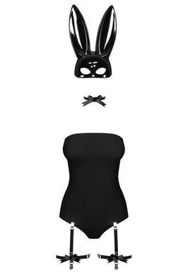 Эротический костюм кролика Obsessive Bunny costume L/XL, black, боди, чокер, гартеры, чулки, маска SO7702 фото