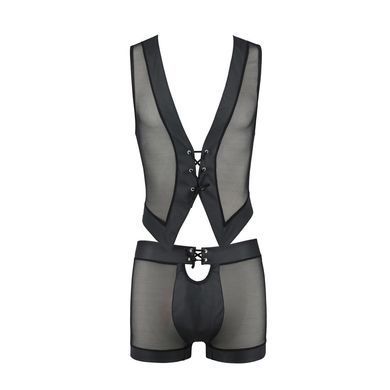 Комплект мужского белья на шнуровке Passion 053 Set William L/XL Black, жилет, боксеры SO7627 фото