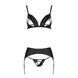 Комплект из эко-кожи Passion Miley Set black L/XL: трусики, бюстгальтер, пояс для чулок SO5771 фото 3