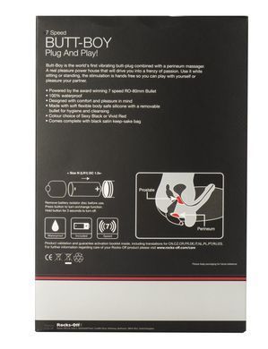 Вибропробка Rocks Off Butt-Boy Red со стимуляцией промежности RO1661 фото