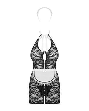 Еротичний костюм покоївки Obsessive Servgirl costume S/M, халат, стрінги, фартух, обруч SO7878 фото