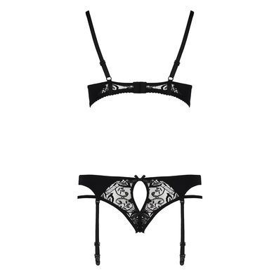 Комплект белья PAULINE SET black S/M - Passion: стрэпы: лиф, стринги и пояс для чулок EL15805 фото