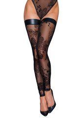 Чулки без мыска Noir Handmade F243 Tulle stockings with patterned flock embroidery, 3XL SX0160 фото
