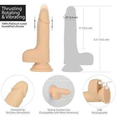 Фаллоимитатор-пульсатор Naked Addiction 6.5&Prime; Thrusting Dong With Remote, движения вперед-назад,пульт SO7756 фото