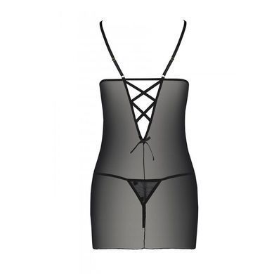 Сорочка з вирізами на грудях, стрінги Passion LOVELIA CHEMISE S/M, black SO4760 фото