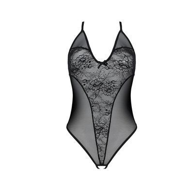 Боди с ажурным декором и открытым шагом Ursula Body black L/XL &mdash; Passion SO5829 фото