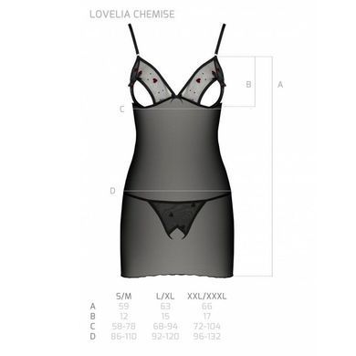 Сорочка з вирізами на грудях, стрінги Passion LOVELIA CHEMISE S/M, black SO4760 фото