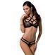 Сетчатый комплект белья из стреп Passion HAGAR SET L/XL Black, бюстгальтер, трусики-стринги PS24704 фото 1