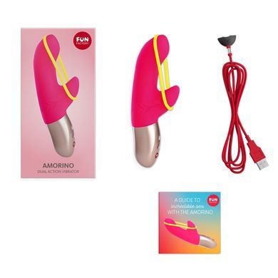 Мини вибратор-кролик со стимулирующей лентой Fun Factory AMORINO pink/neon yellow, лента съемная SX0946 фото
