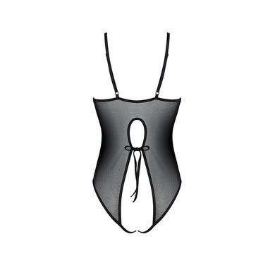 Боди с ажурным декором и открытым шагом Ursula Body black S/M &mdash; Passion SO5830 фото