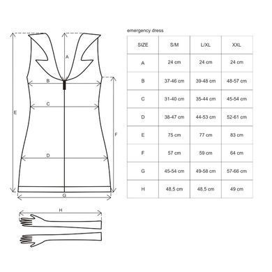 Еротичний костюм медсестри Obsessive Emergency dress S/M, white, сукня, стринги, рукавички, чепчик, SO7704 фото