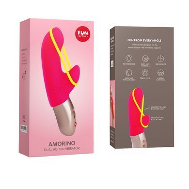 Мини вибратор-кролик со стимулирующей лентой Fun Factory AMORINO pink/neon yellow, лента съемная SX0946 фото