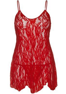 Сорочка бебі-дол Leg Avenue Rose Lace Flair Chemise Red, One Size SO9101 фото
