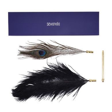Щекоталка LOCKINK SEVANDA Natural Peacock Flirting Feather Tickler, перья павлина и страуса SX0895 фото