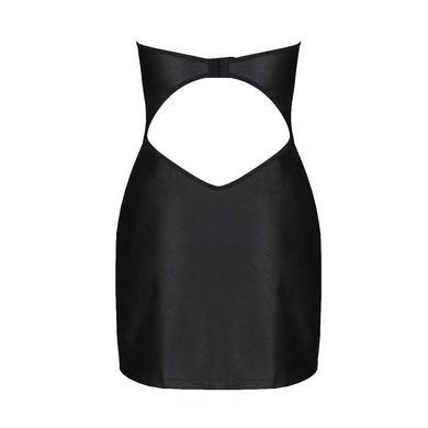 Мини-платье из экокожи Passion Celine Chemise 4XL/5XL black, шнуровка, трусики в комплекте SO7061 фото