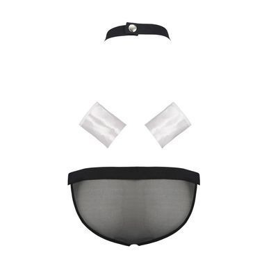 Комплект еротичної чоловічої білизни Passion 036 ALFRED XXL/XXXL Black, труси, комірець, манжети SO7581 фото