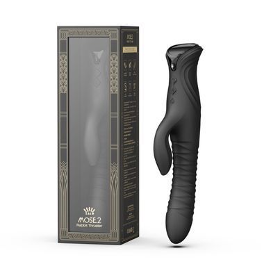 Смарт пульсатор-кролик с вибрацией Zalo Mose 2 Obsidian Black, подогрев до 42 &deg;C, кристалл Swarovski SX2688 фото