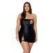 Мини-платье из экокожи Passion Celine Chemise 4XL/5XL black, шнуровка, трусики в комплекте SO7061 фото 1